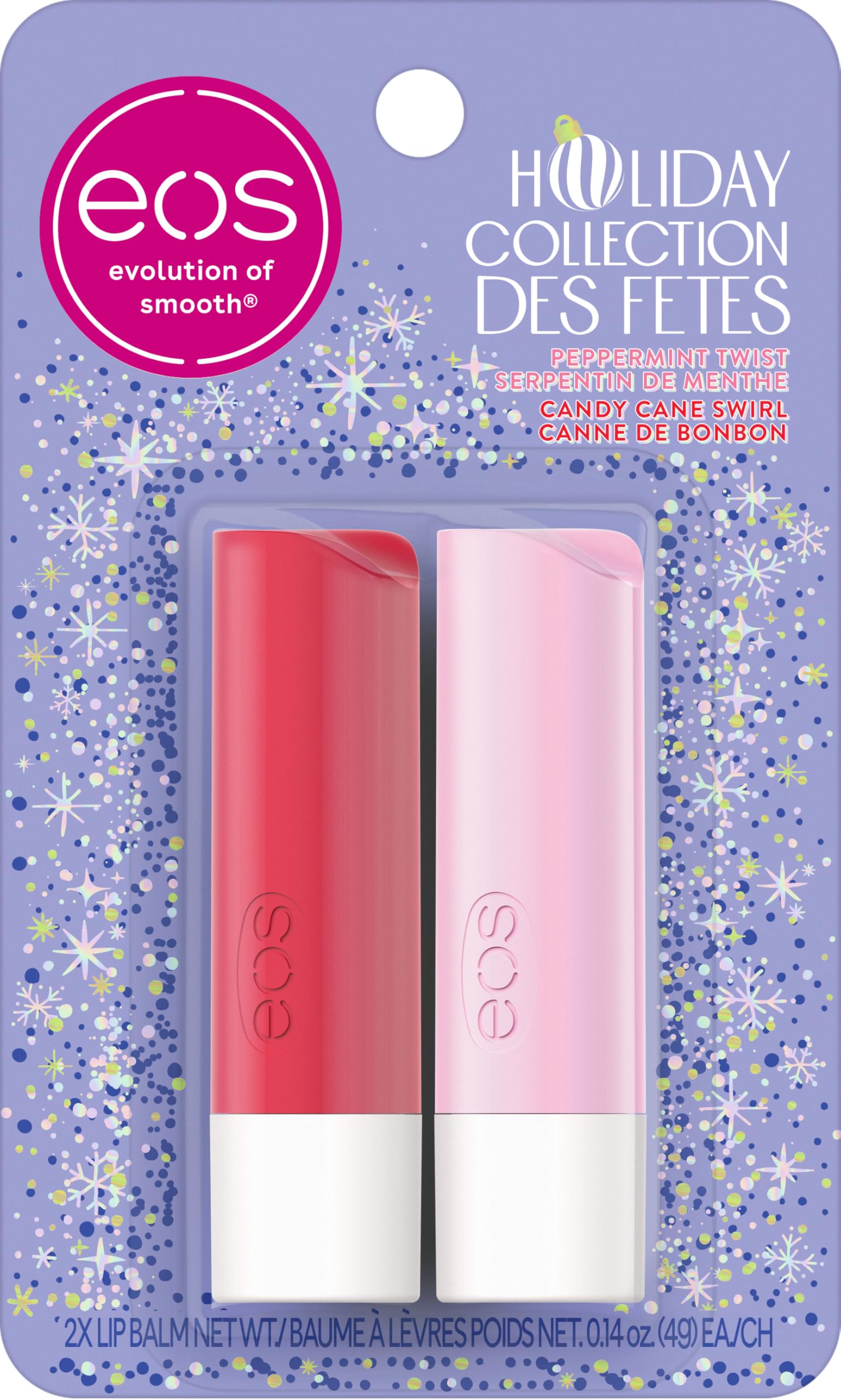 eos Holiday 24H Moisture Super Balm, Candy Cane Swirl, Limited Edition, Stocking Stuffers, Holiday Lip Mask, 0.35 fl oz