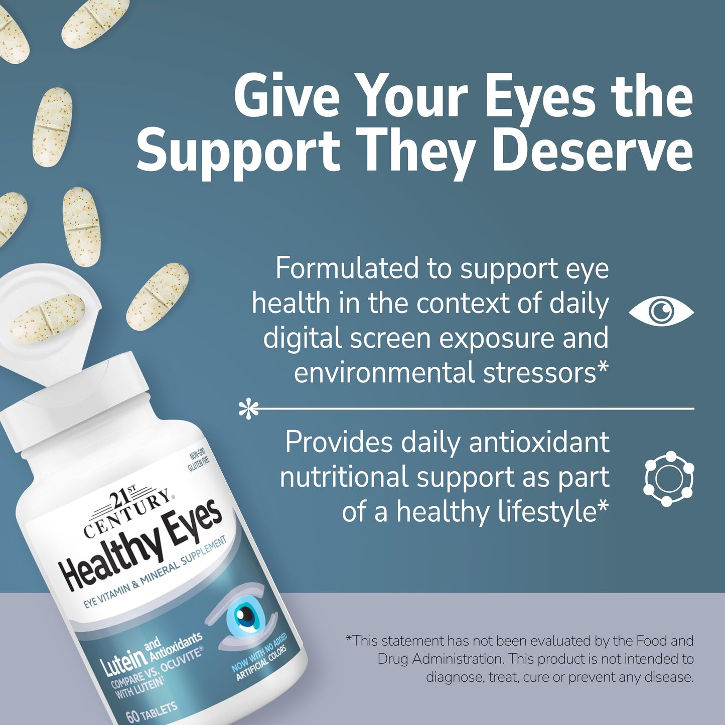 21st Century Healthy Eyes with Lutein Vision Support Tablets, 60 Count