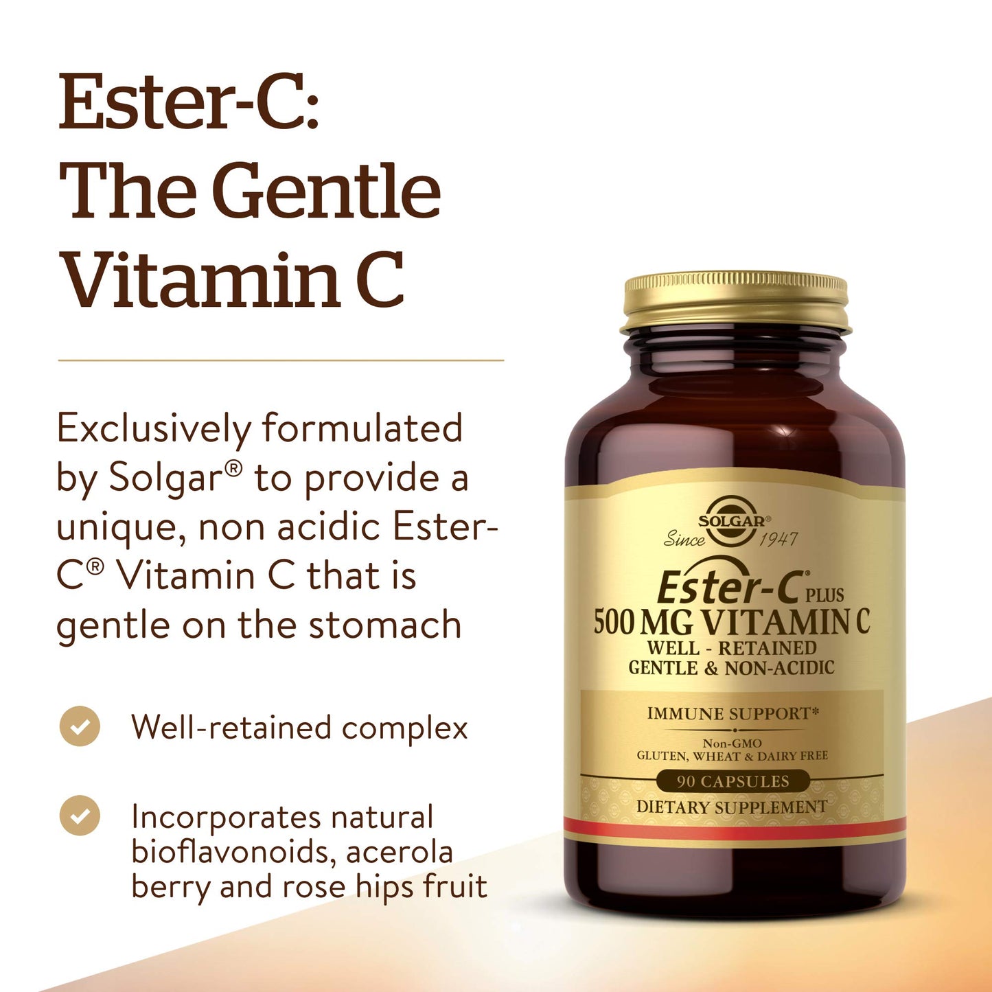 Solgar Ester-C Plus 500 mg Vitamin C with Citrus Bioflavonoids, 90 Capsules