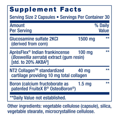 Life Extension ArthroMax® Advanced NT2 Collagen™ & AprèsFlex®, glucosamine sulfate, Boswellia (Indian Frankincense), Joint Health, Mobility, Gluten-Free, Non-GMO, 60 Capsules