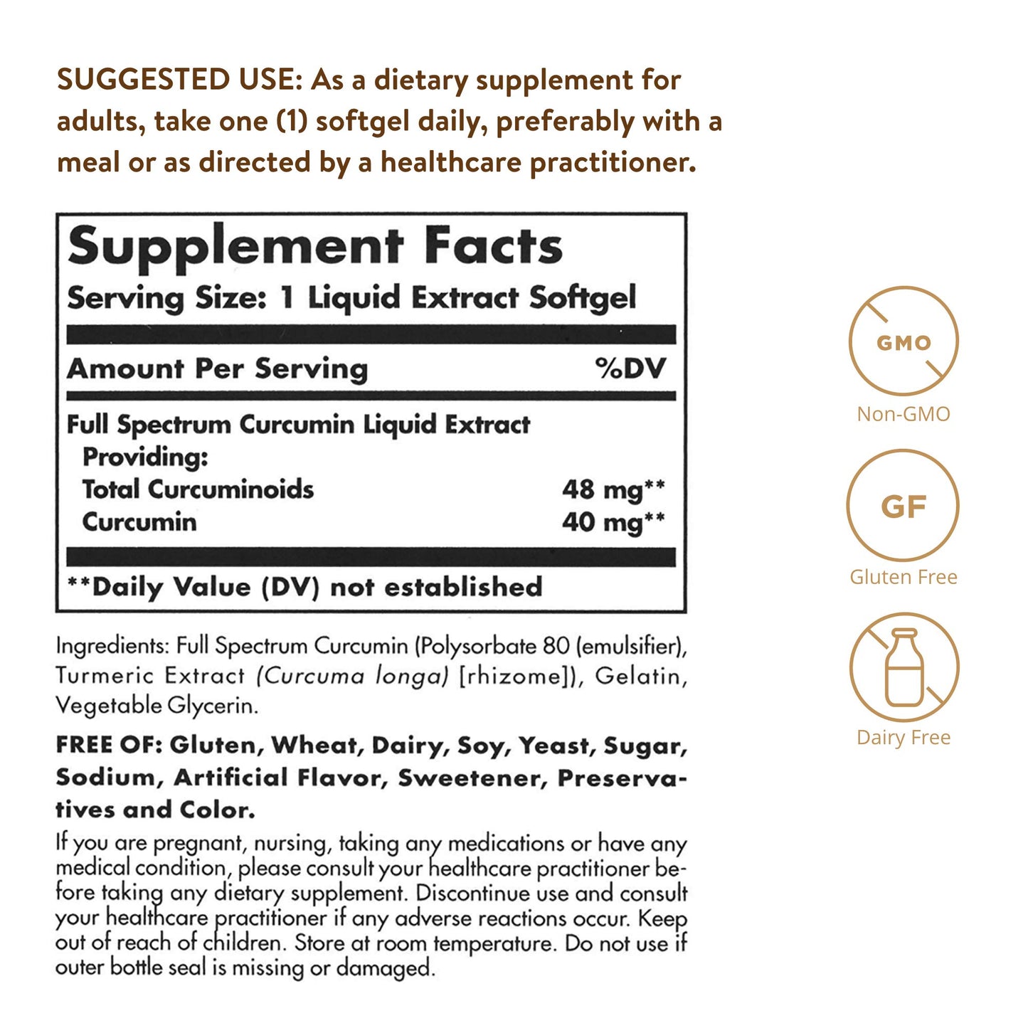 Solgar Full Spectrum Curcumin - 105 LiCaps - Superior Absorption - Brain, Joint & Immune Health - Vegan, Gluten-Free, Non-GMO, Dairy Free - 105 Servings