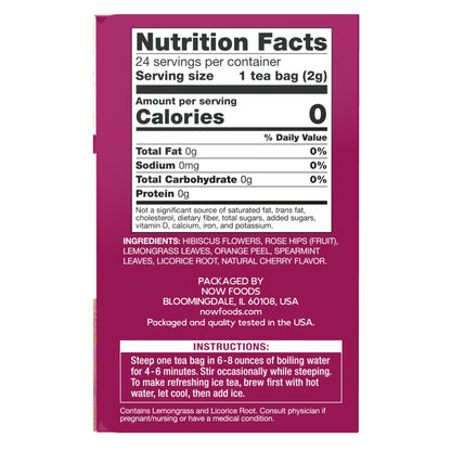 NOW Give a Tea®, Heavenly Hip Hibiscus™, Herbal Punch Tea, Everyday Wellness with the Refreshing Punch of Hibiscus Flowers, Caffeine Free, 24 Tea Bags
