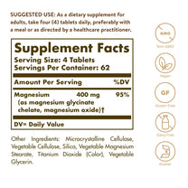 Solgar Chelated Magnesium, 250 Tablets - Supports Nerve & Muscle Function - Promotes Healthy Bones - Vital for Cellular Energy Release - Non-GMO, Vegan, Gluten Free, Dairy Free - 62 Servings