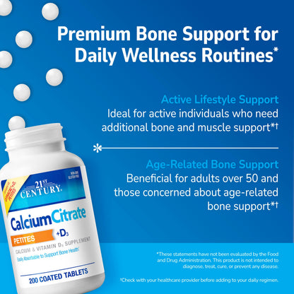21st Century Calcium Citrate Plus D3 Maximum - 630 mg Calcium, Bone Health Support, Easily Absorbable, Gluten Free, Non-GMO, Compare to Citracal +D3, 400 Tablets