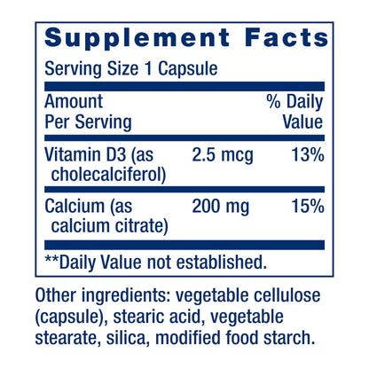 Life Extension Calcium Citrate with Vitamin D, 200 Capsules