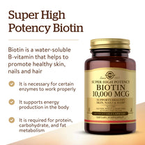 Solgar Biotin 10,000 mcg, 60 Vegetable Capsules - Non-GMO, Gluten Free