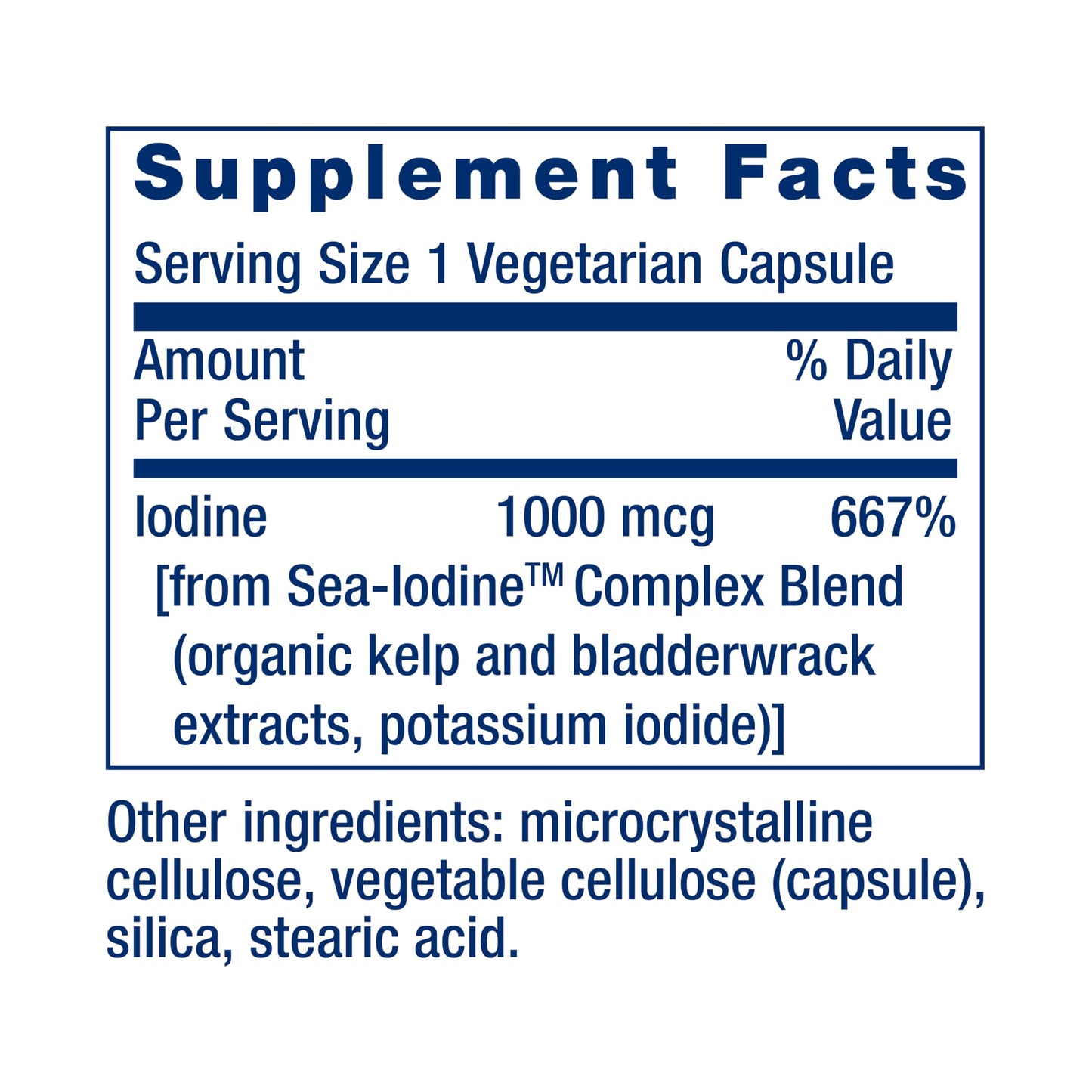 Life Extension Sea-Iodine™, kelp and bladderwrack-derived Iodine, Supports Healthy Levels of This Essential Nutrient for Thyroid Health and Beyond, Non-GMO, Gluten-Free, Vegetarian, 60 Capsules