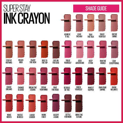 Maybelline Super Stay Ink Crayon Matte Longwear Lipstick Makeup, 160 Stop At Nothing, 0.04 oz