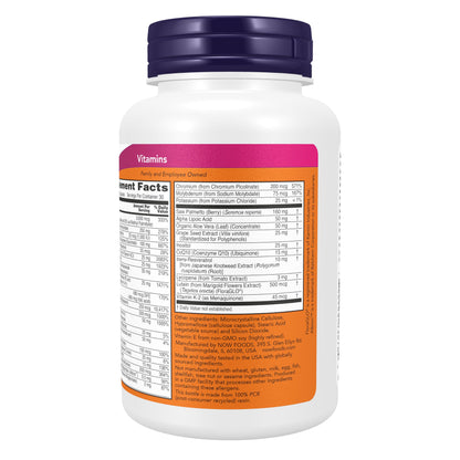 NOW Foods Supplements, ADAM™ Men's Multivitamin with Saw Palmetto, Lycopene, Alpha Lipoic Acid and CoQ10, Plus Natural Resveratrol & Grape Seed Extract, 90 Veg Capsules