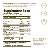 Solgar Glucosamine Hyaluronic Acid Condroitin MSM (Shellfish-Free) 120 Tablets - 2 Bottles