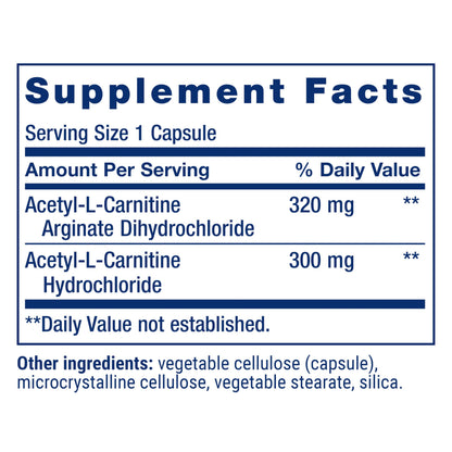 Life Extension Acetyl-L-Carnitine Arginate, Advanced Brain & Nerve Health, Cellular Energy Support, Gluten-Free, Non-GMO, 90 Capsules