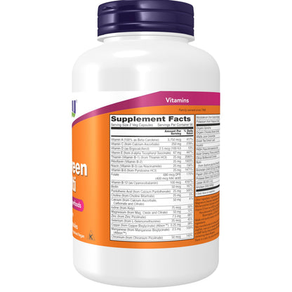 NOW Supplements, EcoGreen Multi Vitamin with Green Superfoods, Iron-Free 180 Veg Capsules