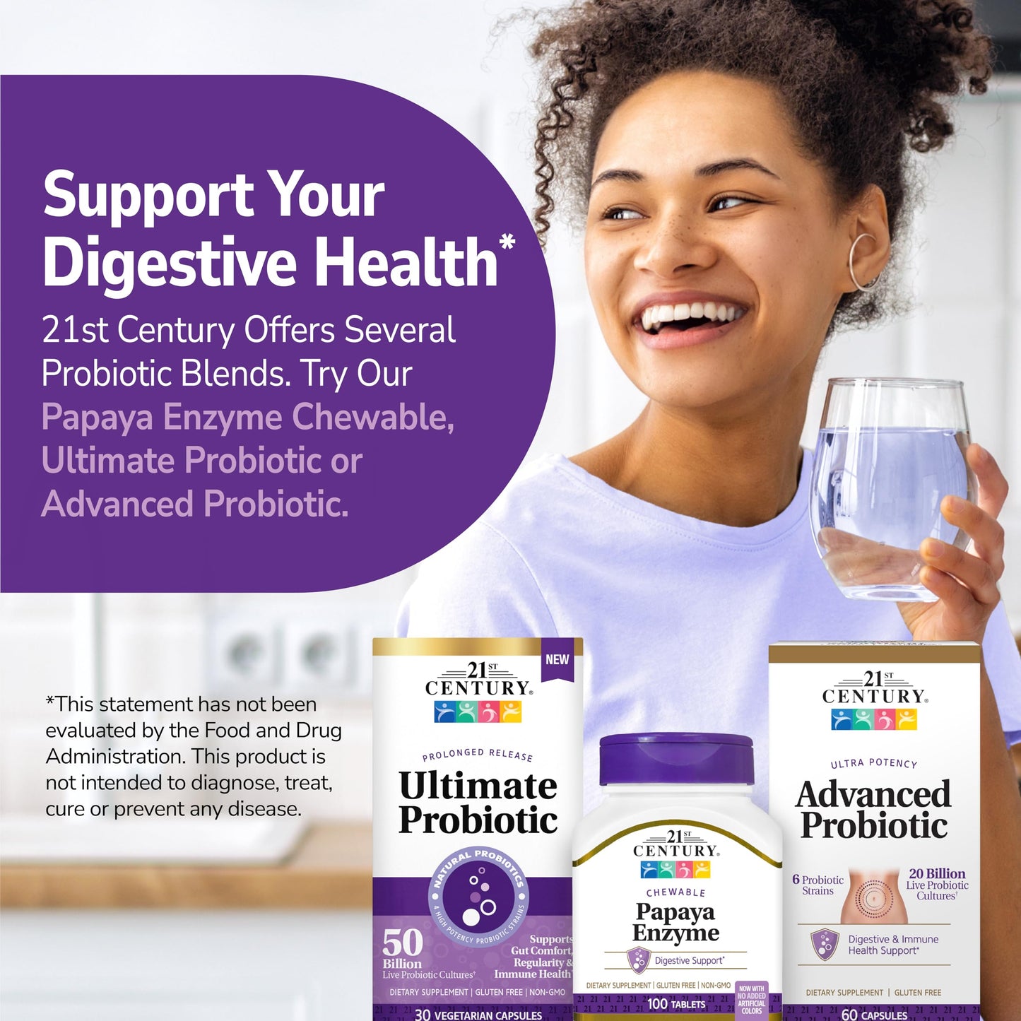 21st Century Papaya Enzyme Chewables for Digestion, Tropical, 100 Count