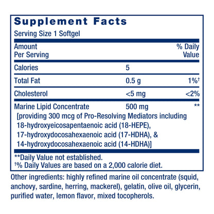 Life Extension Pro-Resolving Mediators, 18-HEPE, 17-HDHA, 14-HDHA, Supports The Body’s Natural Post-inflammatory Response, Gluten Free, Non-GMO, 30 softgels