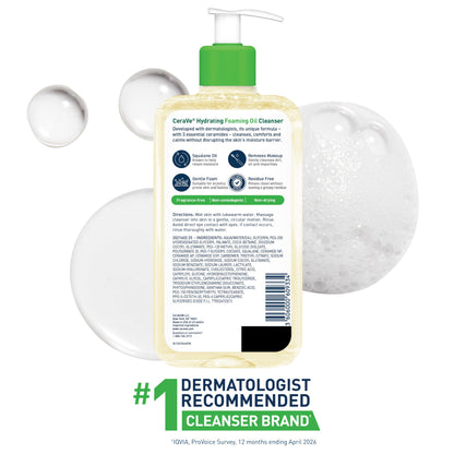 CeraVe Hydrating Foaming Oil Facial Cleanser with Hyaluronic Acid, 8oz