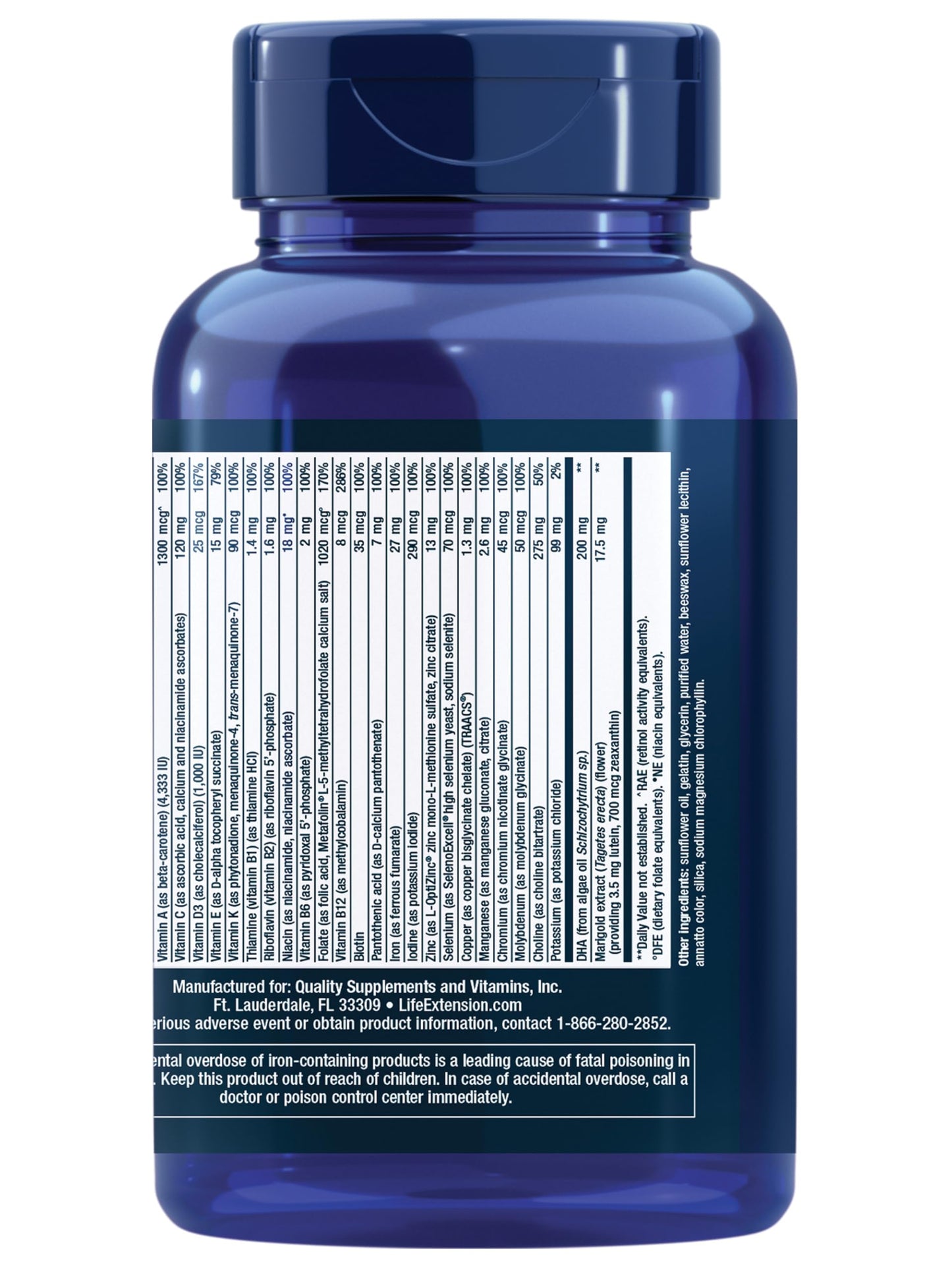 Life Extension Prenatal Advantage, Women’s multivitamin, Baby Support, folic Acid, Choline, omega-3s, Vitamin C, D3, B1, B6, B12, zinc, niacin, Gluten Free, Non-GMO, 120 softgels
