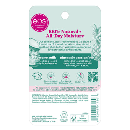 eos 100% Natural Lip Balm - Coconut & Pineapple Passionfruit, 0.14 oz, 2-Pack