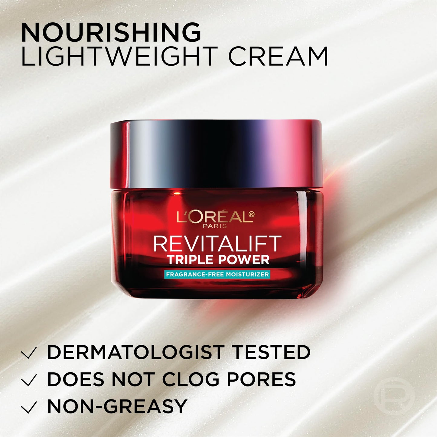 L'Oreal Paris Revitalift Triple Power Anti-Aging Face Moisturizer, Pro Retinol, Hyaluronic Acid & Vitamin C, Reduce Wrinkles, Fragrance Free 1.7 Oz