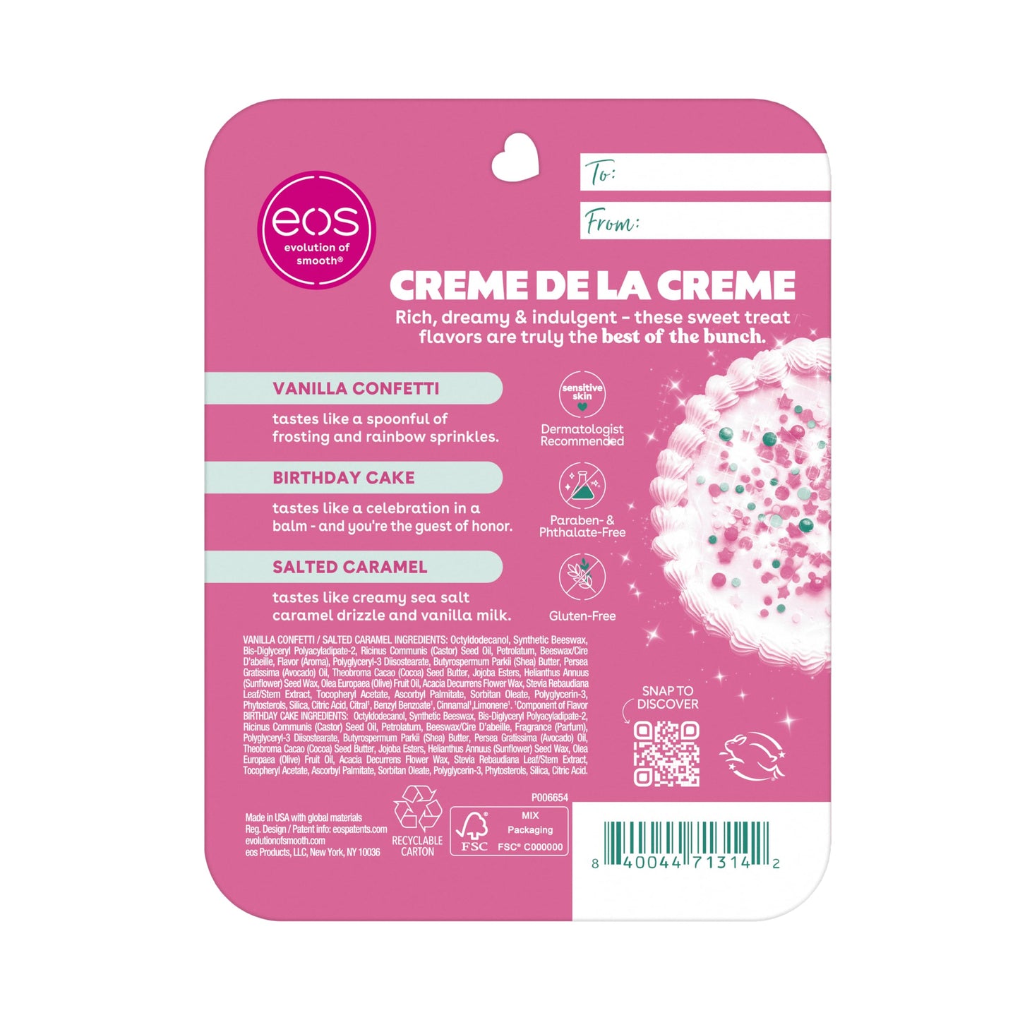 eos 24H Moisture Super Balm Minis- Crème de la Crème, Limited-Edition Lip Mask, Lip Mask, Made for Sensitive Skin, Shea Butter, Variety Pack, 0.169 fl oz, 3-Pack