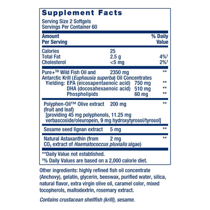 Life Extension Super Omega-3 Plus EPA/DHA Fish Oil, Sesame Lignans, Olive Extract, Krill & Astaxanthin - Heart, Brain & Joint Health Support - Gluten-Free, Non-GMO - 120 Softgels