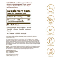 Solgar Chromium Picolinate 200 mcg, 180 Vegetable Capsules - Gluten Free