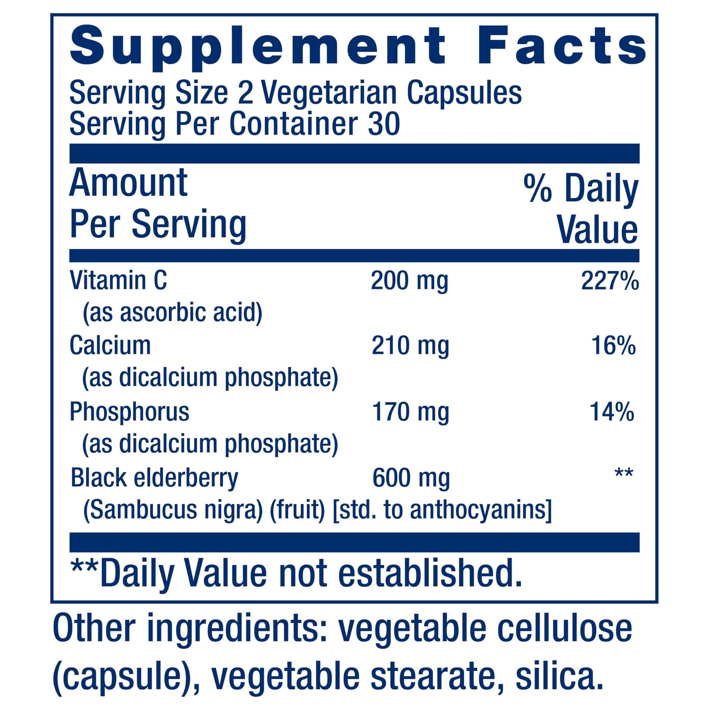 Life Extension Black Elderberry + Vitamin C, 60 Capsules