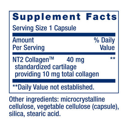 Life Extension NT2 Collagen™, Joint Health Supplement for Joint Comfort & Mobility, Gluten-Free, Non-GMO, 1 Daily, 60 Small Capsules