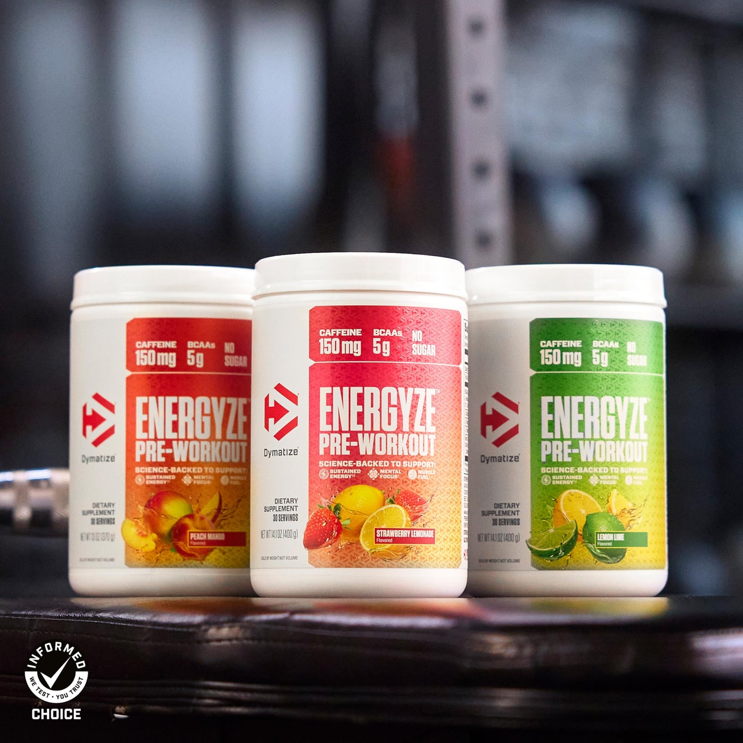 Dymatize Energyze Pre Workout Powder for Men and Women, Peach Mango, 150mg Caffeine, 5g BCAAs, Performance Blend of L-Theanine, L-Tyrosine, L-Citrulline, No Sugar (30 Servings)