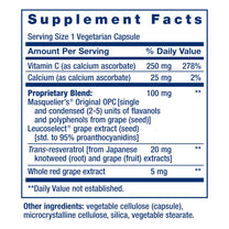 Life Extension Grapeseed Extract, Vitamin C, Calcium, resveratrol, polyphenols, Cardiovascular Health, antioxidant Protection, Gluten-Free, Non-GMO, Vegetarian, 60 Capsules