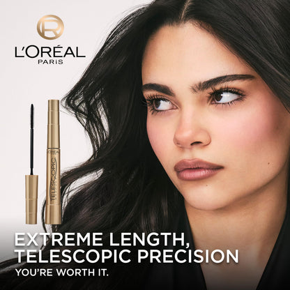 L’Oreal Paris Makeup Original Telescopic Mascara, Separating Mascara Volume and Length Formula, Washable, Black, 0.27 Fl Oz., 1 Count