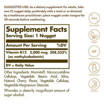 Solgar Methylcobalamin (Vitamin B12) 5000 mcg, 60 Nuggets - Cherry Flavor - Supports Energy Metabolism - Body-Ready, Active Form - Non-GMO, Vegan, Gluten Free - 60 Servings