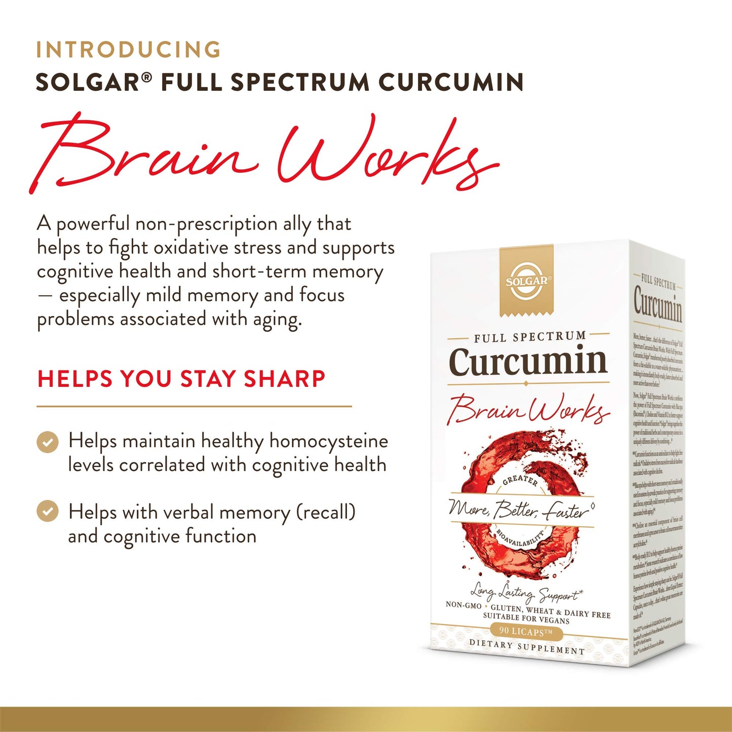 Solgar Full Spectrum Curcumin Brain Works, 90 Licaps, 30 Servings - Non-GMO