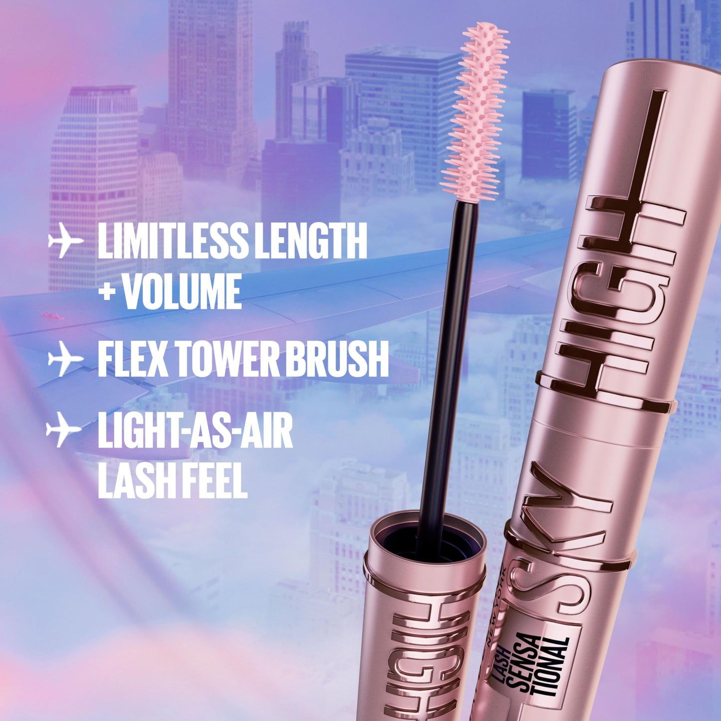 Maybelline Lash Sensational Sky High Waterproof Mascara Makeup, Volumizing, Lengthening, Defining, Curling, Multiplying, Buildable Formula, Brownish Black, 1 Count (Pack of 2)