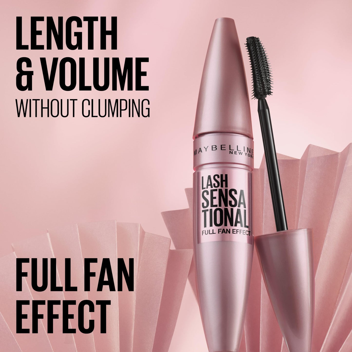Maybelline Lash Sensational Washable Mascara, Lengthening and Volumizing for a Full Fan Effect, Brownish Black, 1 Count