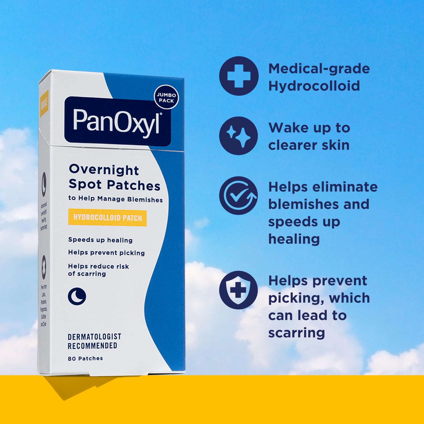 PanOxyl PM Overnight Spot Patches, Advanced Hydrocolloid Healing Technology, Fragrance Free, 80 Count