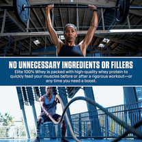 Dymatize Elite 100% Whey Protein Powder, Cookies & Cream, 25g of Protein, 5.5g BCAAs, Less Than 140 Cal., Gluten Free, 2g Carb, 2g Sugar, 3g Fat (63 Servings)