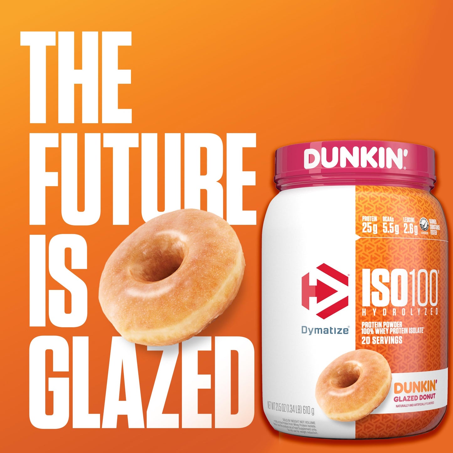 Dymatize ISO100 Protein Powder, 100% Whey Isolate, Dunkin' Glazed Donut