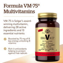 Solgar Formula VM-75, 90 Tablets - Vitamin A, B6, B12, C, D, E, Vegan