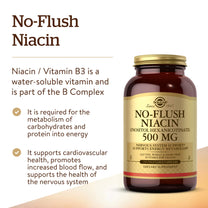 Solgar No-Flush Niacin 500 mg, 250 Vegetable Capsules - No-Flush Delivery