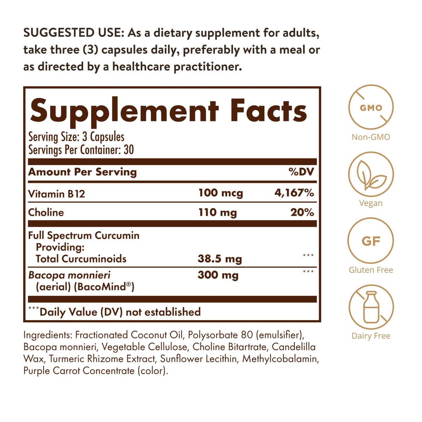 Solgar Full Spectrum Curcumin Brain Works, 90 Licaps, 30 Servings - Non-GMO