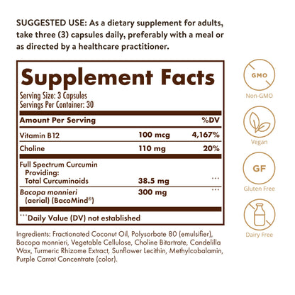 Solgar Full Spectrum Curcumin Brain Works, 90 Licaps, 30 Servings - Non-GMO