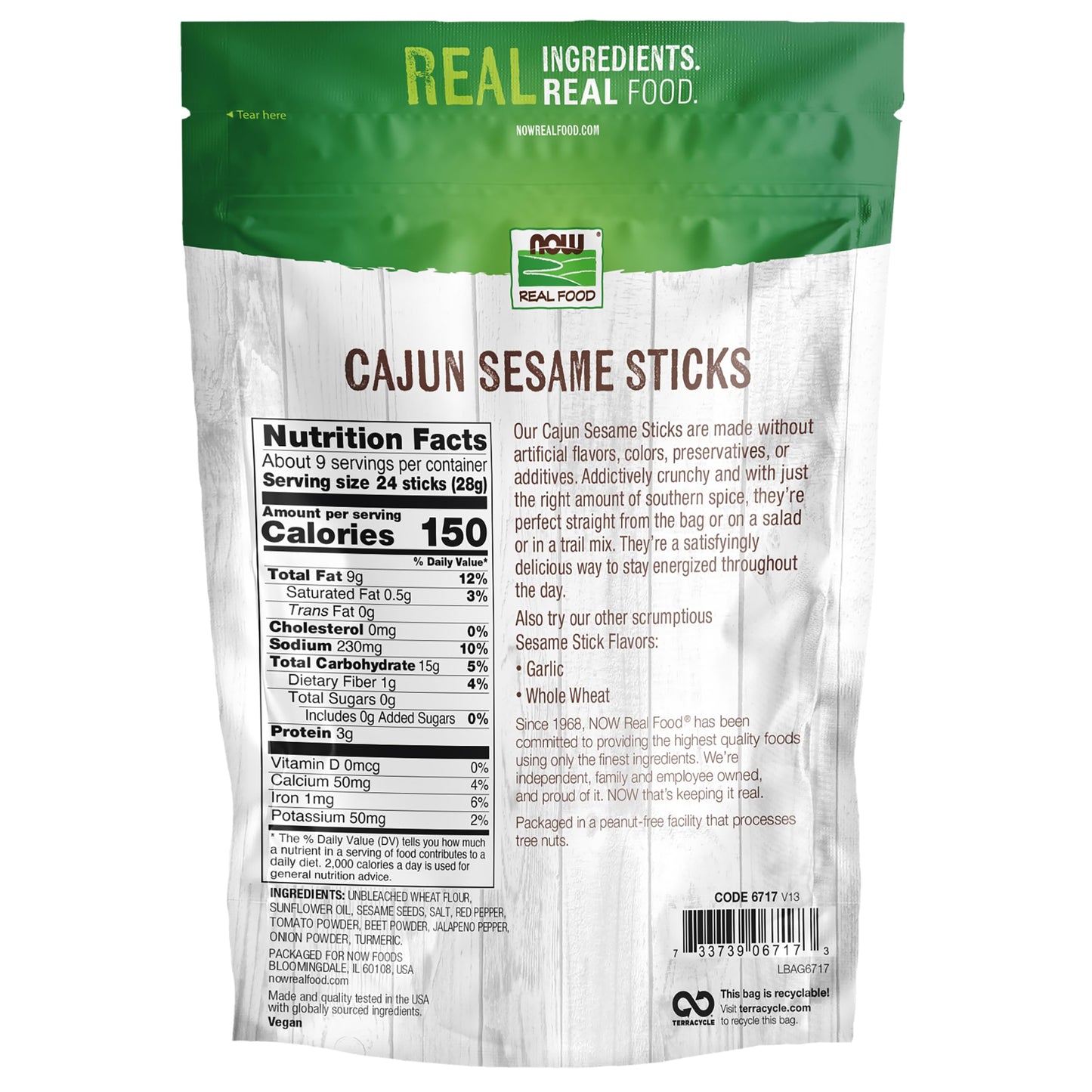 NOW Foods, Cajun Sesame Sticks, Product of the USA, No Preservatives, Additives or Hydrogenated Oils, Delicious Spicy Cajun Flavor, Certified Non-GMO, 9-Ounce (Packaging May Vary)