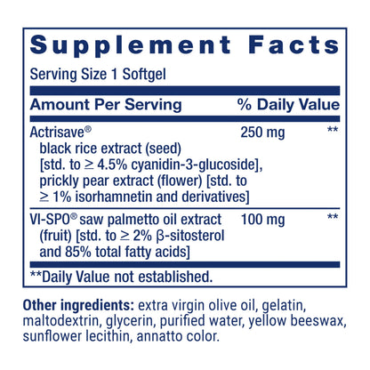 Life Extension Hair Growth for Men, ActriSave® Prickly pear and Black Rice, VI-SPO® Saw Palmetto, Supports Hair Growth, Fullness and Density, Non-GMO, 1-Daily, Gluten-Free, 30 softgels