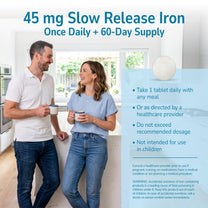 21st Century Slow Release Iron 45mg Tablets, Gentle on Stomach, 60 Count