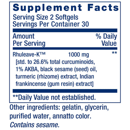 Life Extension Fast Acting Relief, Black Sesame Seeds, Turmeric, Boswellia, Joint Support Supplement, Quick Relief for discomfort in Bones, Joints & Muscles, Gluten-Free, Non-GMO, 60 softgels