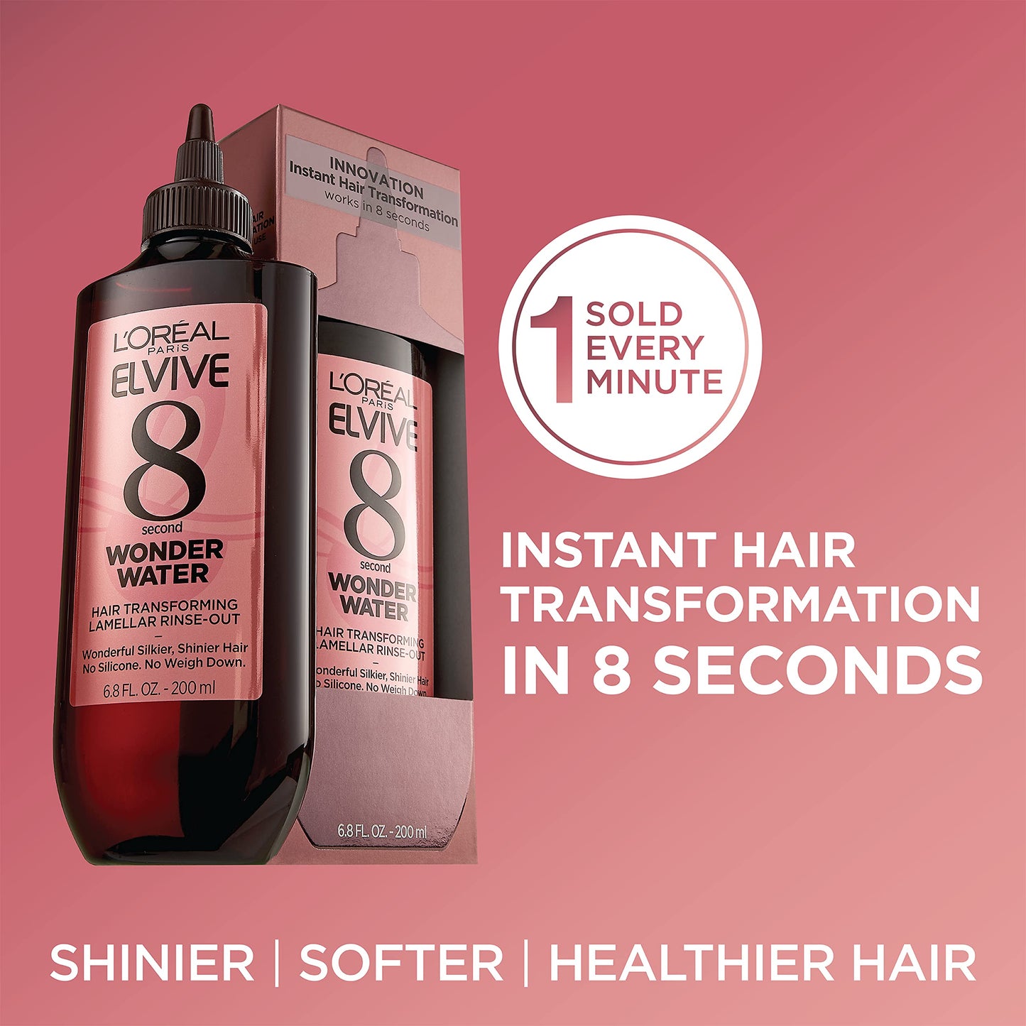 L’Oreal Paris Elvive 8 Second Wonder Water Lamellar, Rinse out Moisturizing Hair Treatment for Silky, Shiny Looking Hair, 6.8 FL; Oz