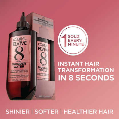 L’Oreal Paris Elvive 8 Second Wonder Water Lamellar, Rinse out Moisturizing Hair Treatment for Silky, Shiny Looking Hair, 6.8 FL; Oz