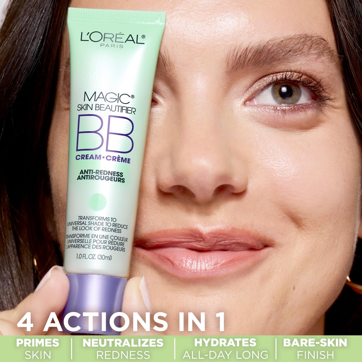 L'Oreal Paris Magic BB Cream, Hydrating Skin Beautifier & Color Changing Foundation, Light Coverage, Anti-Redness, 1 fl oz.