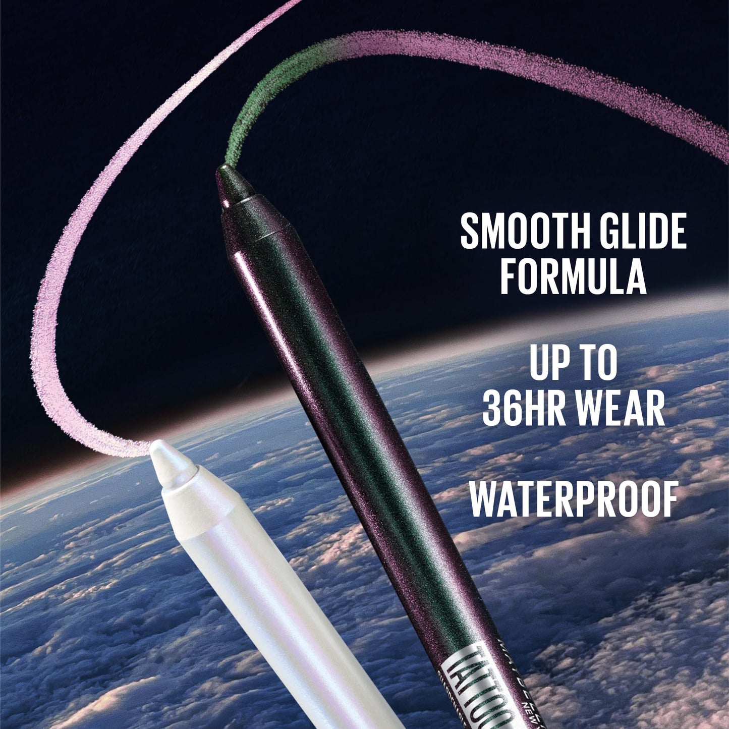 MAYBELLINE Tattoo Studio Long-Lasting Sharpenable Eyeliner Pencil, Glide on Smooth Gel Pigments with 36 Hour Wear, Waterproof, Aurora Flip, 1 Count