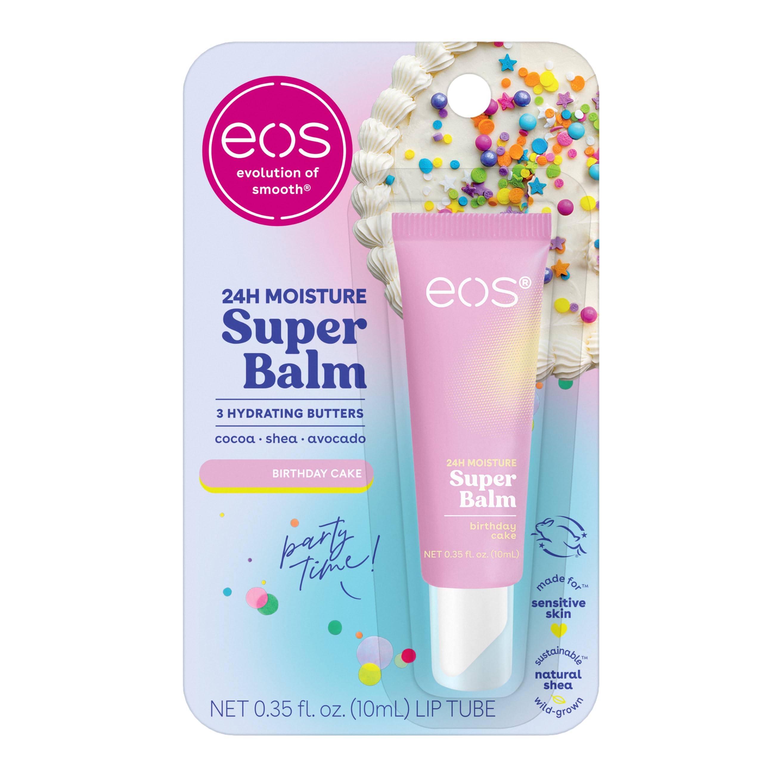 eos 24H Moisture Super Balm- Birthday Cake, Shea Butter 0.35 fl oz